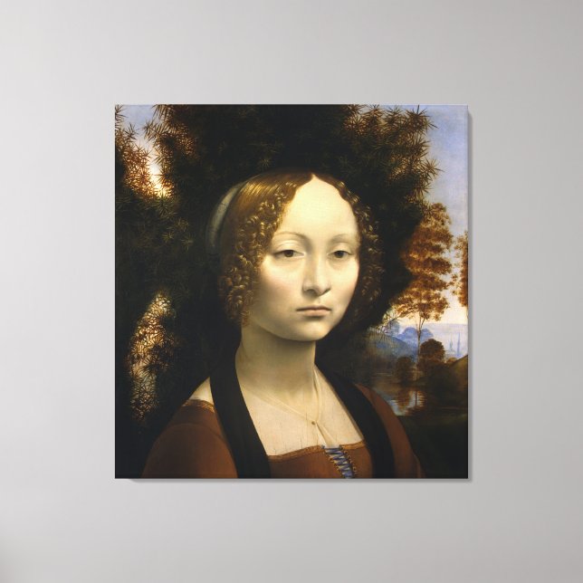 Lienzo Retrato de Ginevra de Benci de Leonardo da Vinci (Anverso)