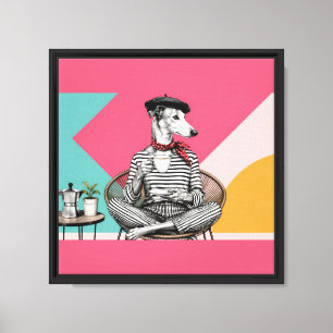 Lienzo Retrato de Greyhound con café en estilo Pop Art el
