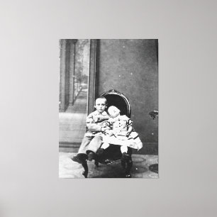 Lienzo Retrato de hermanos vintage inquietante