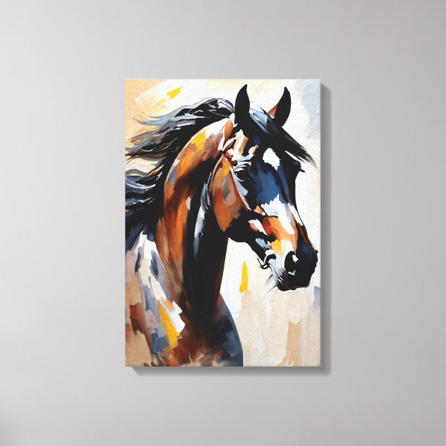 Lienzo Retrato de impasto de un caballo negro (Anverso)