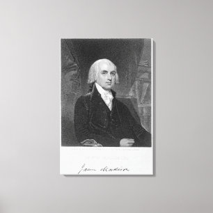 Lienzo Retrato de James Madison, grabado por Guillermo A.