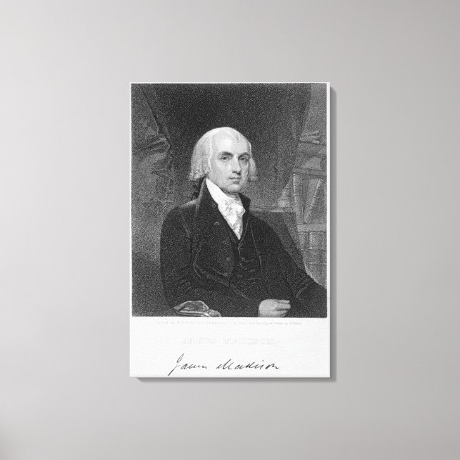 Lienzo Retrato de James Madison, grabado por William A. (Anverso)