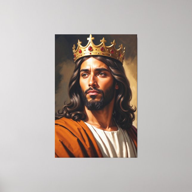 Lienzo Retrato de Jesús usando una corona de oro (Anverso)