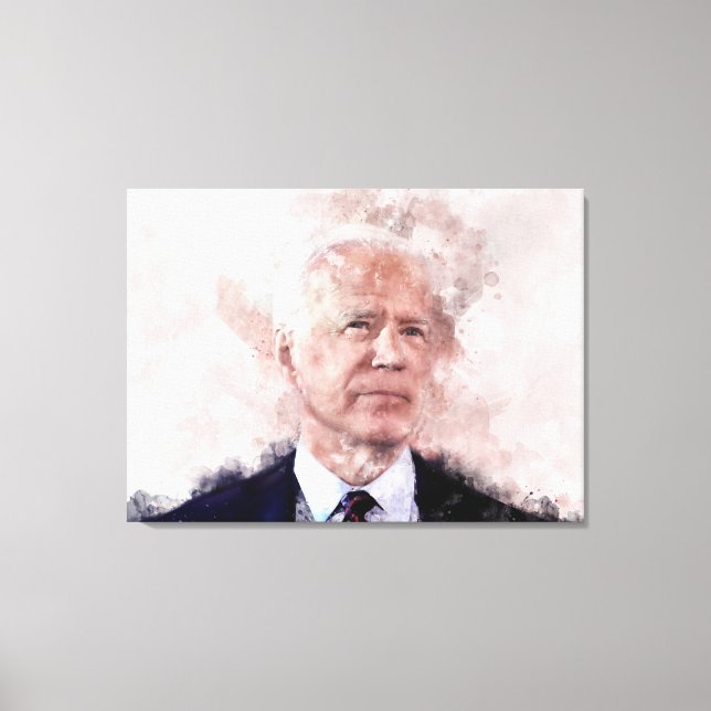 Lienzo Retrato de Joe Biden en acuarela (Anverso)