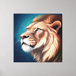 Lienzo Retrato de león de lado posado-56557