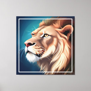 Lienzo Retrato de león de lado posado-56557