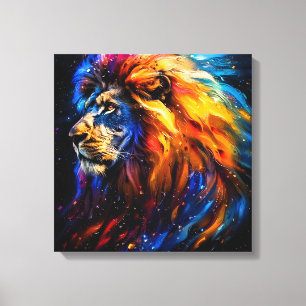Lienzo Retrato de león de vida silvestre cósmica abstract