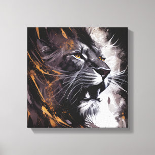 Lienzo Retrato de león pintura animal aventura de vida sa
