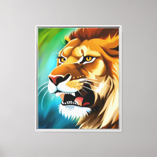 Lienzo Retrato de león rugiendo de lado-57566