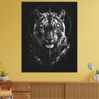 Lienzo Retrato de Leopardo de las Nieves Blanco | Ojos Az