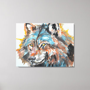 Lienzo Retrato de Lobo de Ojos Dorados