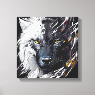 Lienzo Retrato de lobo pintura animal aventura de vida sa