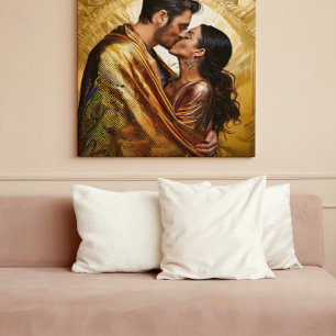 Lienzo Retrato de los amantes del oro ❤️ diseño inspirado