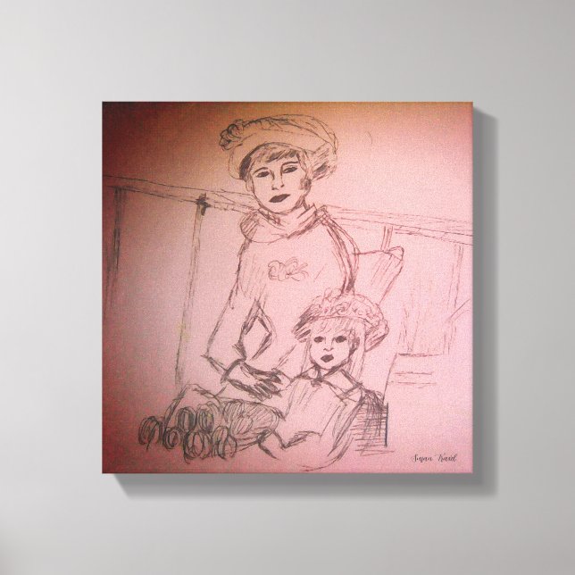 Lienzo retrato de madre e hija (Anverso)