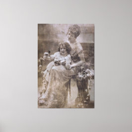 Lienzo Retrato de madre e hijo de la vieja Sepia
