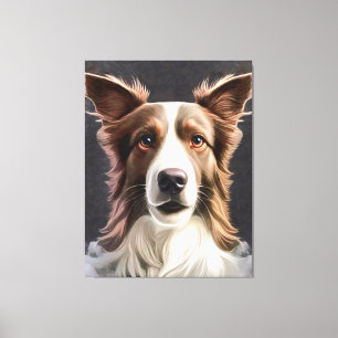 Lienzo Retrato de Mascota de Bella Artes de perro collie