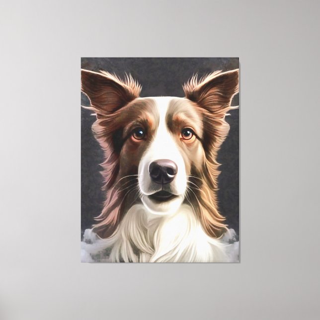 Lienzo Retrato de Mascota de Bella Artes de perro collie  (Anverso)