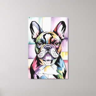 Lienzo Retrato de mosaico de Bulldog Francés juguetón