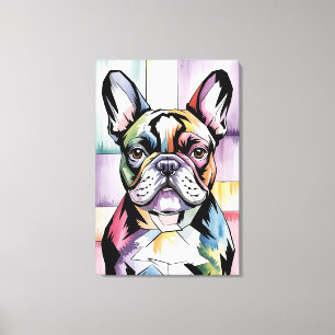 Lienzo Retrato de mosaico de Bulldog Francés juguetón