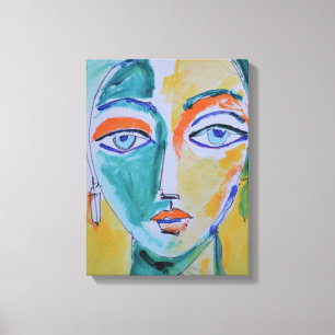 Lienzo Retrato de mujer abstracta neoexpresionista