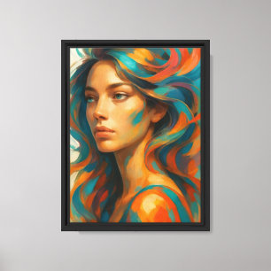 Lienzo Retrato de mujer abstracta y colorida