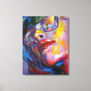 Lienzo retrato de mujer con anteojos