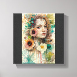 Lienzo Retrato de mujer de flor abstracta