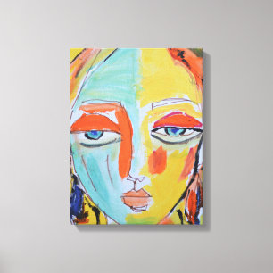 Lienzo Retrato de mujer en amarillo sereno y menta