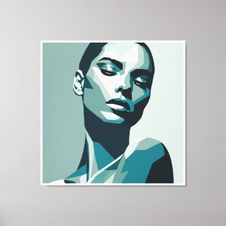 Lienzo Retrato de mujer geométrica elegante - Diseño abst