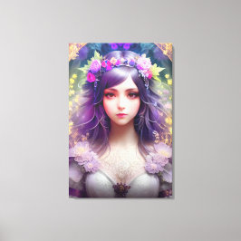 Lienzo Retrato de mujer hermosa al estilo mucha vintage