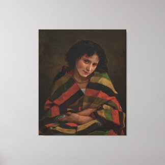 Lienzo Retrato de mujer vintage elegante con chal a rayas