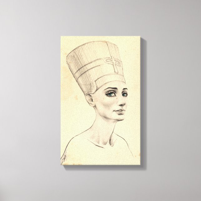 Lienzo Retrato de Nefertiti dibujando papiro del Antiguo  (Anverso)