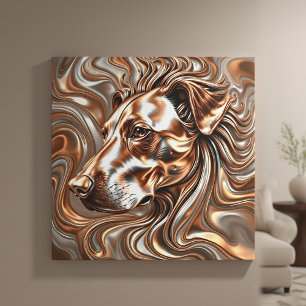 Lienzo Retrato de perro con remolino metálico de cobre y 
