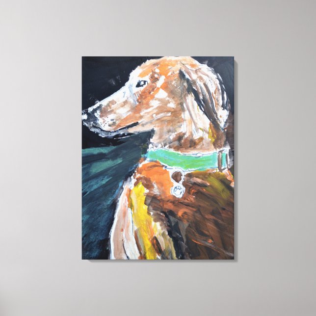 Lienzo Retrato de perro Dachshund (Anverso)