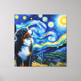 Lienzo Retrato de perro de montaña Starry Bernese