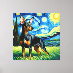 Lienzo Retrato de perro de Pinscher en miniatura estrella