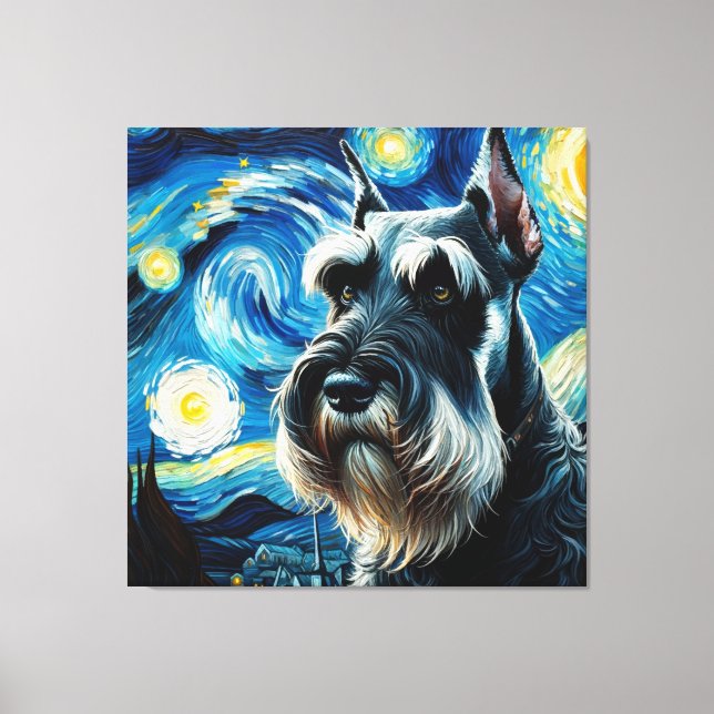 Lienzo Retrato de perro de Schnauzer gigante Starry - Ret (Anverso)