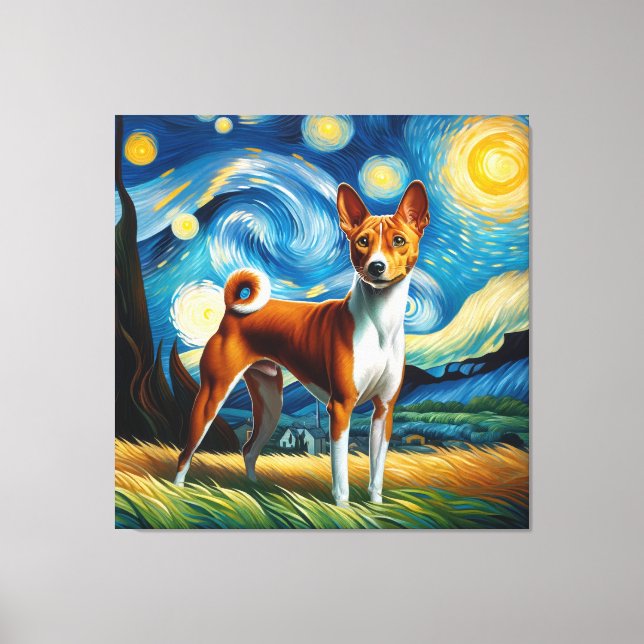 Lienzo Retrato de perro de Starry Basenji - Retrato de Ma (Anverso)