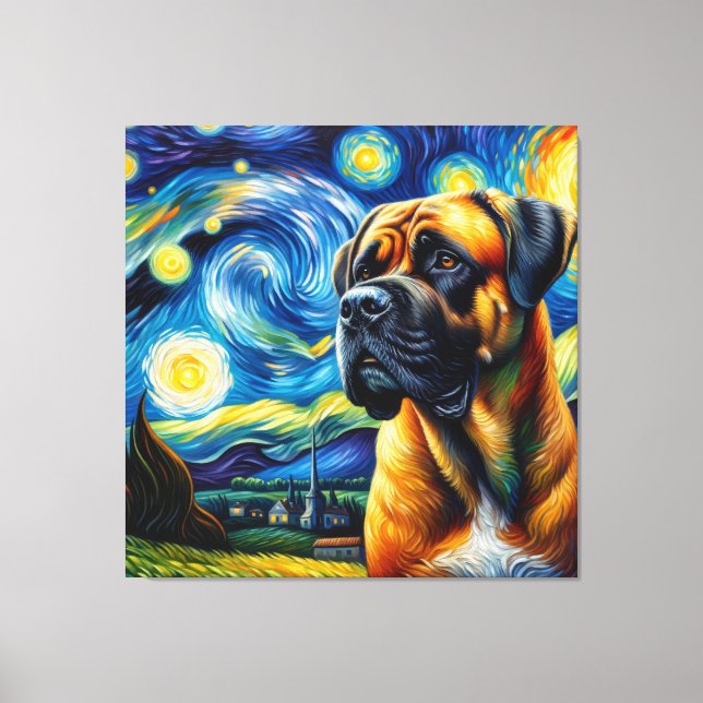Lienzo Retrato de perro de Starry Boerboel - Retrato Masc (Anverso)