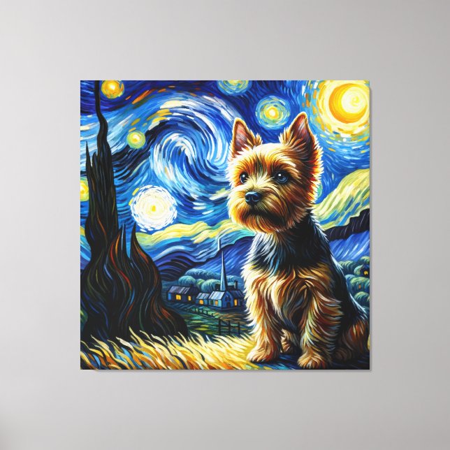 Lienzo Retrato de perro de Starry Norwich Terrier - Retra (Anverso)