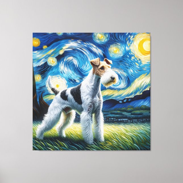 Lienzo Retrato de perro de Starry Wire Fox Terrier (Anverso)
