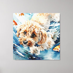 Lienzo Retrato de Perro en Acuarela