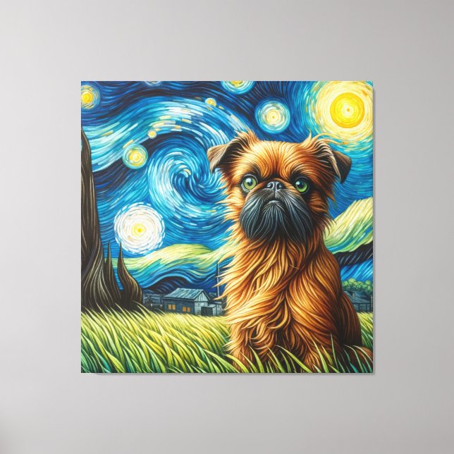 Lienzo Retrato de perro griffon de Starry Brussels (Anverso)