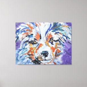 Lienzo Retrato de perro pastor australiano colorido
