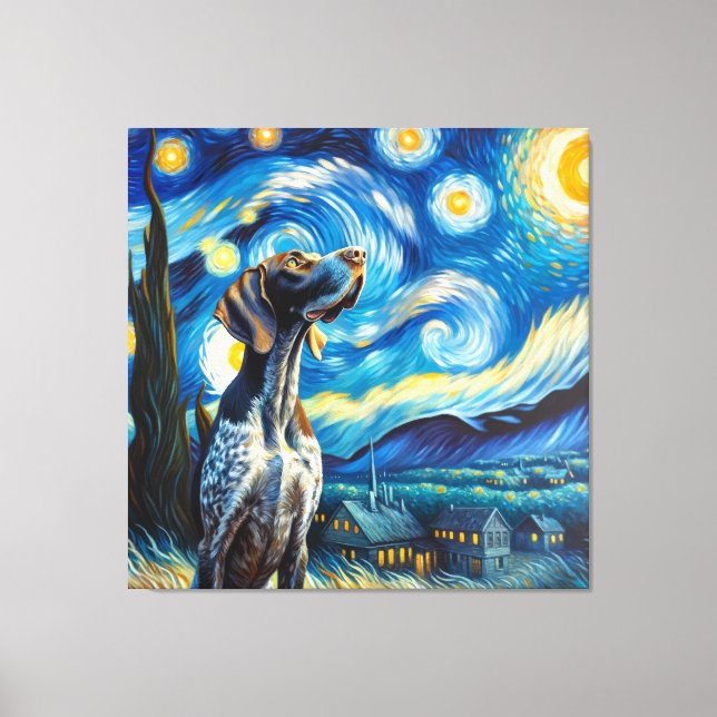 Lienzo Retrato de perro puntero Starry German Shorthal (Anverso)