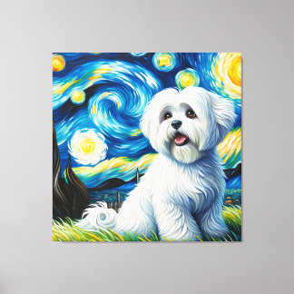 Lienzo Retrato de perro Starry Coton de Tulear - Retrato 