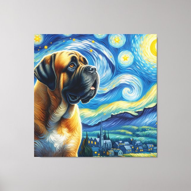 Lienzo Retrato de perro Starry Mastiff - Retrato Mascota (Anverso)