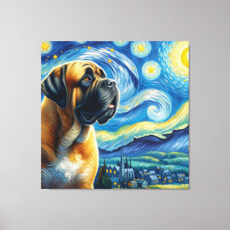 Lienzo Retrato de perro Starry Mastiff - Retrato Mascota