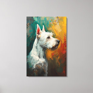 Lienzo Retrato de perro terrier artístico pintura al óleo