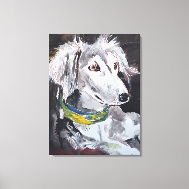 Lienzo Retrato de perro terrier blanco desaliñado (Anverso)